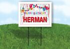 HERMAN HAPPY BIRTHDAY BALLOONS 18 in x 24 in Yard Sign Road Sign with Stand