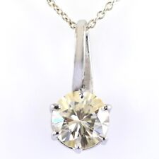 2.50 Ct Certified Treated Off White Diamond Solitaire Pendant In 925 Silver