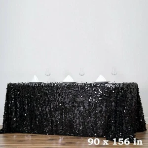 90x156" Large Payette Sequin Rectangular Tablecloth Wedding Party Dinner Linens - Picture 1 of 79