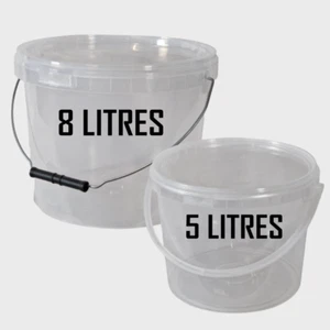 Plastic MultiPurpose Bucket Tub Container Clear w/ Lid Carry Handle 5L 8L - Picture 1 of 9
