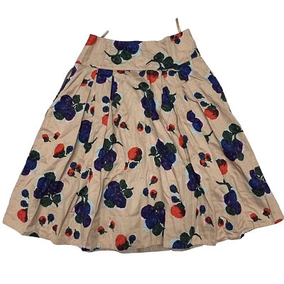 Falda para mujer Anthropologie Odille plisada bronceada con estampado de flores hasta la rodilla talla 2 Foto 1 de 4