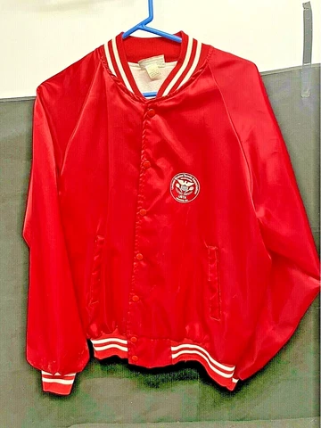 VINTAGE HARTWELL U.S.TENNIS ASSOCIATION RED SATIN JACKET ADULT SIZE L - EUC Cover