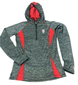 Wisconsin Badgers Campus Heritage Women's 1/2 Zip Gray Athletic Jogging Hoodie S - Picture 1 of 7
