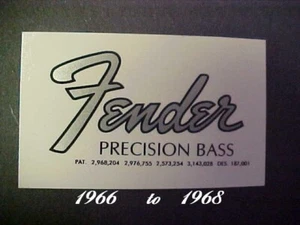 Fender Precision Bass '66 to '68 Waterslide Headstock Decal 2 per listing - Picture 1 of 1