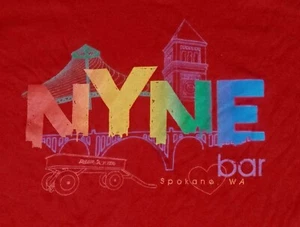 bar pub gay club nocturno NYNE Rainbow logotipo LGBTQ camisa M mediana - Imagen 1 de 4