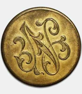 Antique Gilded Livery Button with Ornate “N” Monogram - Picture 1 of 3