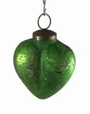 Old Heart Shaped Green Color Glass Tree Hanging Ball – Glass Xmas Kugel i23-212