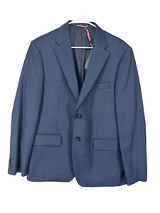 Tommy Hilfiger Suit Jacket Mens Size 42R Blue Sharkskin Modern Fit Wool TH Flex - Picture 1 of 6
