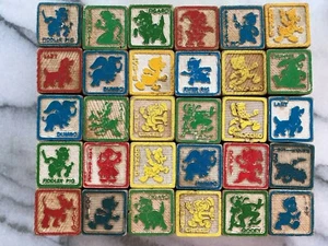 Vintage Walt Disney Holzblöcke Alphabet klassische Figur Spielzeug Dumbo doof WOW - Bild 1 von 4