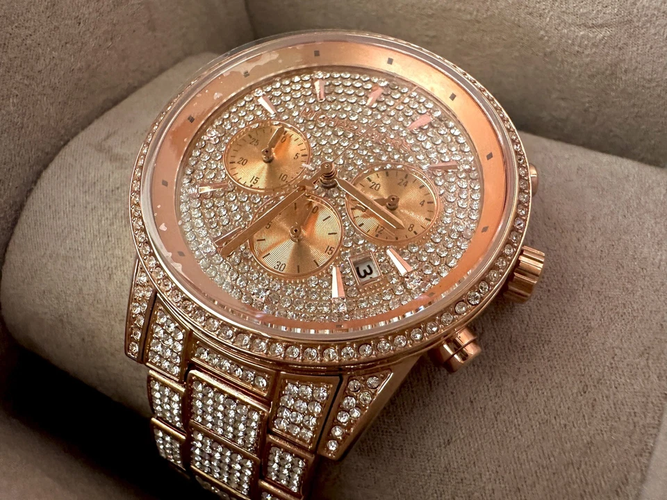 Michael Kors Ritz Rose Gold SS Pave Chronograph MK6748 Watch