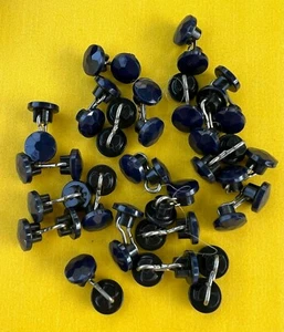 #135 46 Vintage Navy Blue Plastic BUTTONS Shank 1/3" 8.5mm - Picture 1 of 4