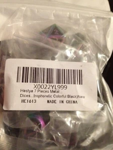 7 Stück Metall Zink Legierung Set BUNT SCHWARZ D&D Würfel Set mit Aufbewahrungstasche VERSIEGELT - Bild 1 von 5