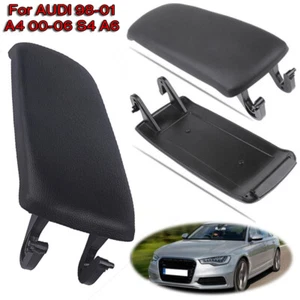 Cubierta de reposabrazos de cuero negro para consola central para Audi A6 S4 C5 97-05 - Imagen 1 de 11