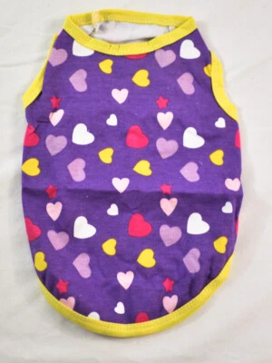 dog Drooling Dog cover size small blue/yellow with hearts pull-on front leg open - Image 1 of 4