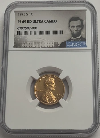 1975 S NGC PF69 RD ULTRA CAMEO RED PROOF LINCOLN MEMORIAL PENNY 1C PORTRAIT LBL Cover