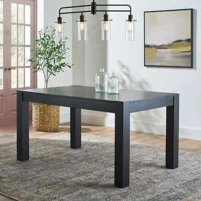 6-Person Solid Wood Dining Table with Block-Style Legs, Charcoal - Image 1 of 3