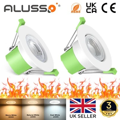 6W Fire Rated Recessed LED Fixed/Tilt 3CCT Ceiling Downlight Spotlights Lights - Image 1 of 4