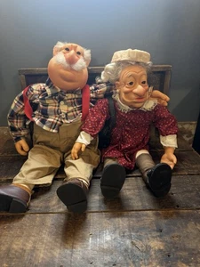 Muñecas de trapo Peoples Peddler 1988 pareja antigua abuela abuelo Peppertown de colección - Imagen 1 de 8