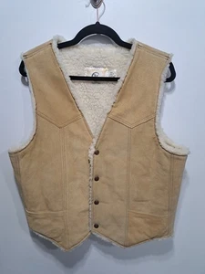 Vintage Size Large Carroll Suede Leather Sherpa Lining USA Tan - Picture 1 of 16