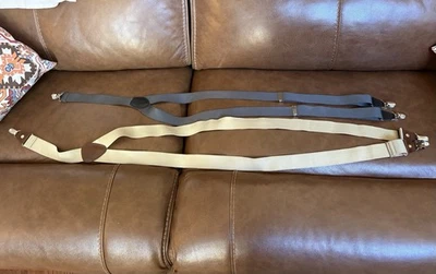 PARA HOMBRES TIRANTES 2 Pares TODOS ELÁSTICOS CLIP EN TIRANTES Caqui Y Gris Foto 1 de 4