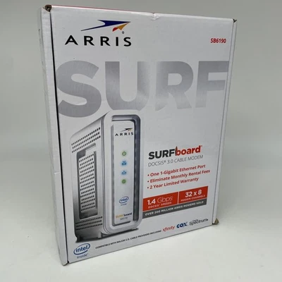 ARRIS SURFboard SB6190 DOCSIS 3.0 32 x 8 Gigabit Cable Modem White New Sealed - Image 1 of 3