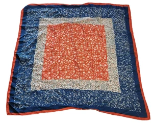 Vintage Baar & Beards 25" Square Silk Scarf Red White Blue Floral Retro FLAW - Picture 1 of 4