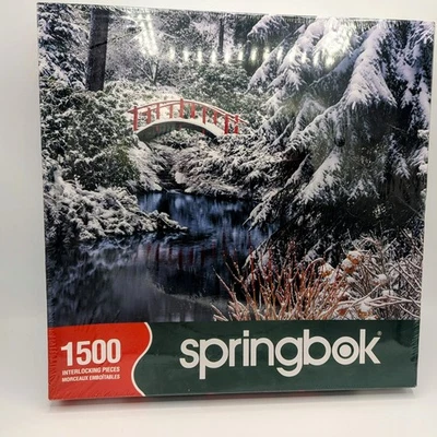 Springbok Natures Crossing 1500 Piece Jogsaw Puzzle New Sealed Box Snow Bridge  - Image 1 of 2