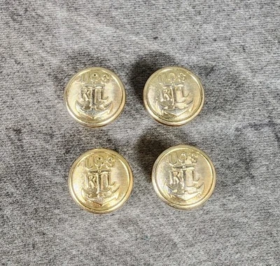 Vintage Ralph Lauren Anchor Gold Tone Metal Replacement Buttons Main Front 4 - Image 1 of 4