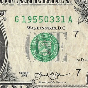 MAR 31 1955 Birthday Fancy Serial Number Date Note One Dollar Bill 03 31 1955 - Picture 1 of 11