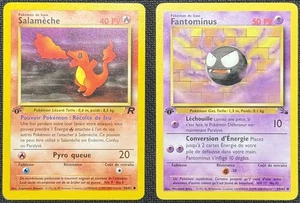 1st Edition French Charmander Salameche 50/82 Team Rocket FR + FR Gastly Fossil  - Picture 1 of 2