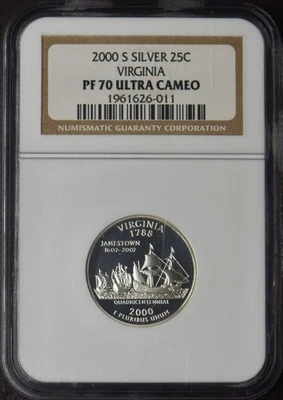 2000-S Virginia Silver State Quarter - NGC PF70 Ultra Cameo - ✪COINGIANTS✪ - Image 1 of 2