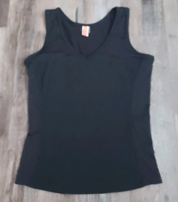 Camiseta sin mangas Lucy Activewear para mujer talla mediana larga negra cuello en V ejercicio yoga correr Foto 1 de 4