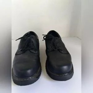Classic Black Leather Oxford Shoes with Chunky Sole Platform Lace-Up Derby - Picture 1 of 3