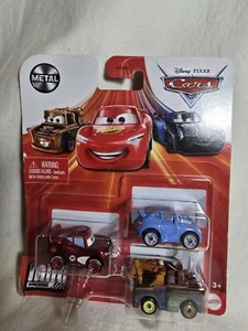 NEW 2019 Disney Cars Mini Racers 3 Pack Lightning Mcqueen-Sally-Mater Diecast - Picture 1 of 8