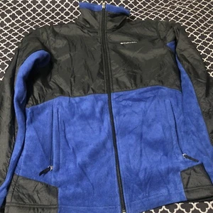 Columbia Jacket Fleece Youth Boys 14 / 16 Blue Black Full Zip - Picture 1 of 4