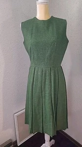 Abito gonna plissettata vintage anni 50 60 personalizzato retrò misto lana verde - Foto 1 di 20