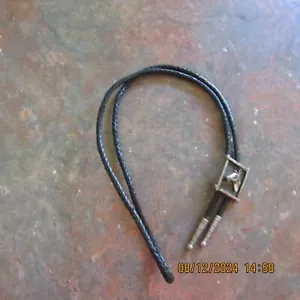 Vintage Leather & Metal Pendant Necklace Tie Lanyard. Pendant is metal horse. - Picture 1 of 8