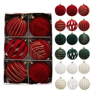 6 * Christmas Balls Ornaments For Tree 3.54x3.15 In Delicate Elegant Decoration - Picture 1 of 15