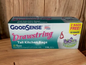 Good Sense Drawstring Tall Kitchen Bags Lavender Scent 10 Bags 13 Gallon NEW - Picture 1 of 2