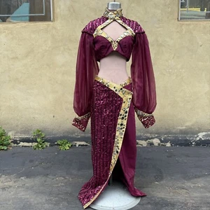 Juego de 2 vestidos vintage de lentejuelas con espejo de escenario burlesco Genie púrpura de los años 70 para corista - Imagen 1 de 16