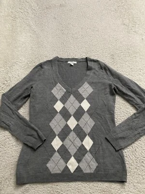 Suéter Pullover Gris New York & Company Mujer Brillo Manga Larga Cuello en V Talla M Foto 1 de 4