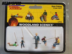 WOODLAND SCENICS O SCALE GONE FISHING figure pole fish boys men camp WDS2751 NEW - Picture 1 of 1
