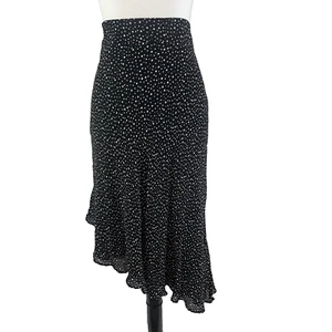 Falda Style & Co Talla Grande 18 Negra Blanca Lunares Sesgada Rodilla Asimétrica Boho - Imagen 1 de 9