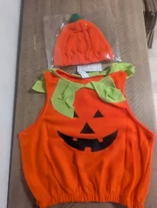 Baby Boys or Girls Halloween Outfit Pumpkin Romper Hat Clothes Set 6-12 Months - Picture 1 of 7
