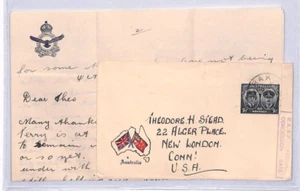 AUSTRALIA WW2 Cover RAAF Postal Rate USA CT New London Contents c1945 YN170 - Picture 1 of 12
