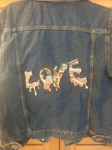 Blue Denim Jacket with Love Patch - Picture 1 of 5