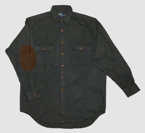 Vintage Polo Ralph Lauren Whitfield 100% Cashmere Flannel Shirt M Elbow Patches