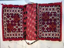 Vintage Authentic Hand Woven Afghan Thick Wool Carpet Saddle Bag Central Asia