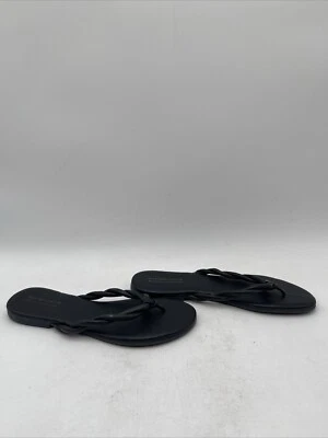 Saks Fifth Avenue Black Twisted Leather Flip Flop Sandals Women’s Size 9 - Image 1 of 4
