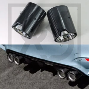 2 x BMW M2/M3/M4/M5 MP Chrome Carbon Fibre Exhaust Tips (F87/F80/F82/F83/F10) - Picture 1 of 7